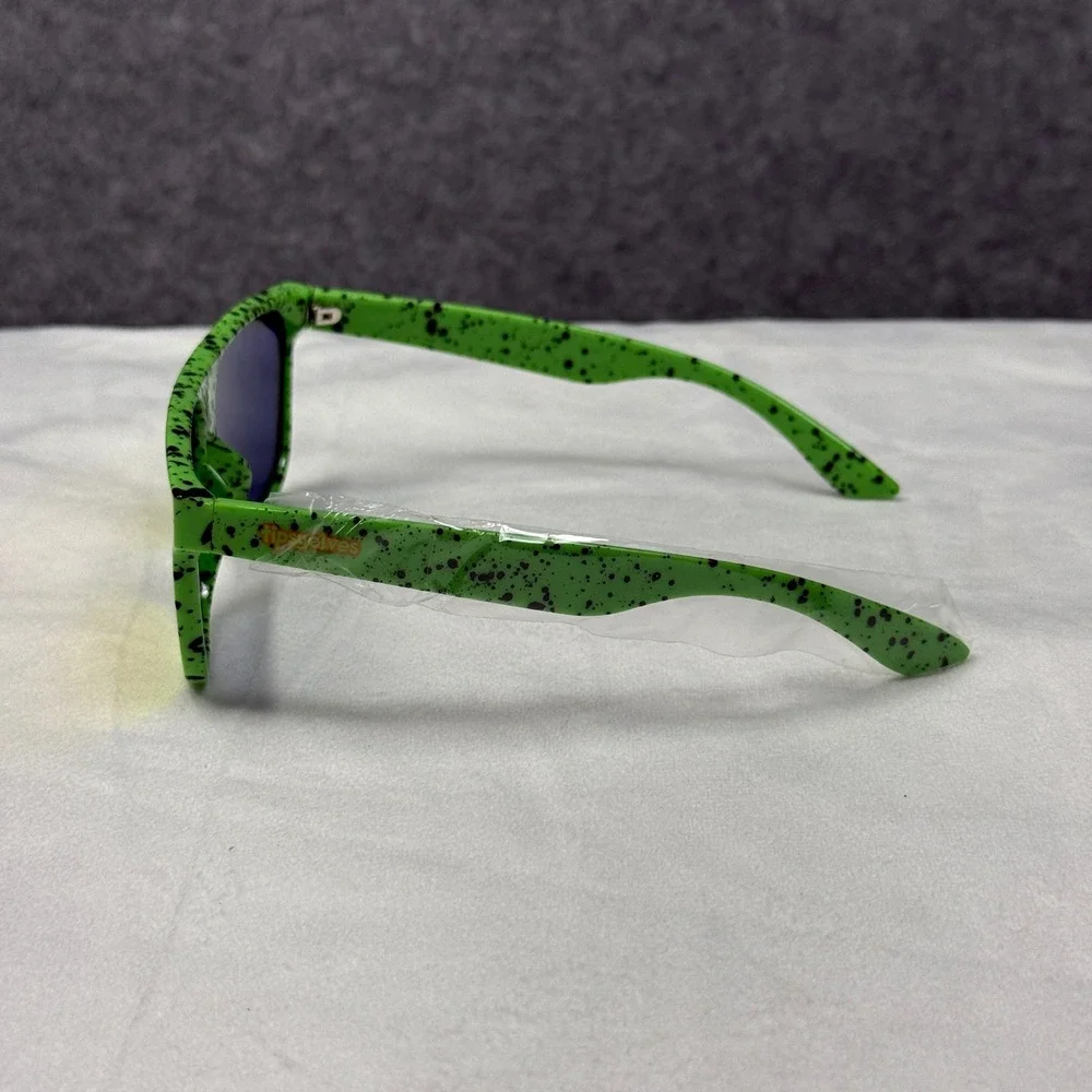 Tipsy Elves Psychic Pathway Sunglasses Green Rainbow Splatter TE-SSG600 New Case